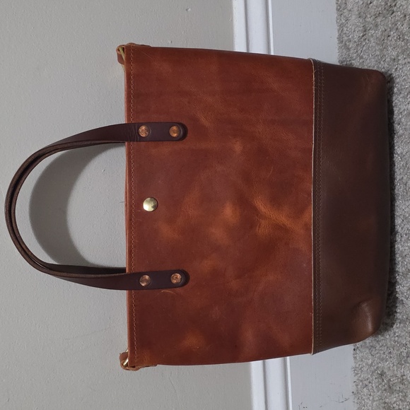 KMM & Co Genuine Leather Chestnut Derby and Harvest Buccaneer Mini Panel.Tote - Picture 5 of 12